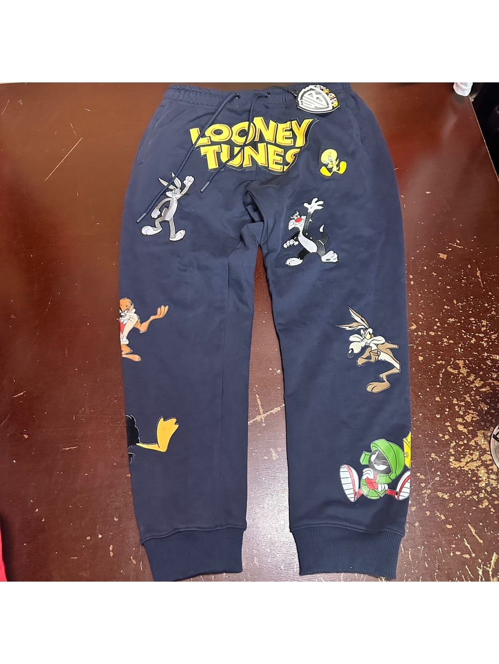 Looney Tunes Joggers Large Navy Blue Character Graphic Sweatpants